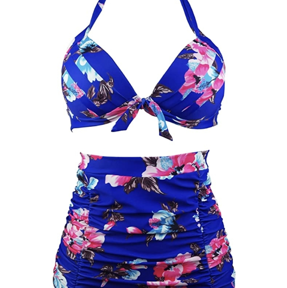Floral highwaisted bikini retro style